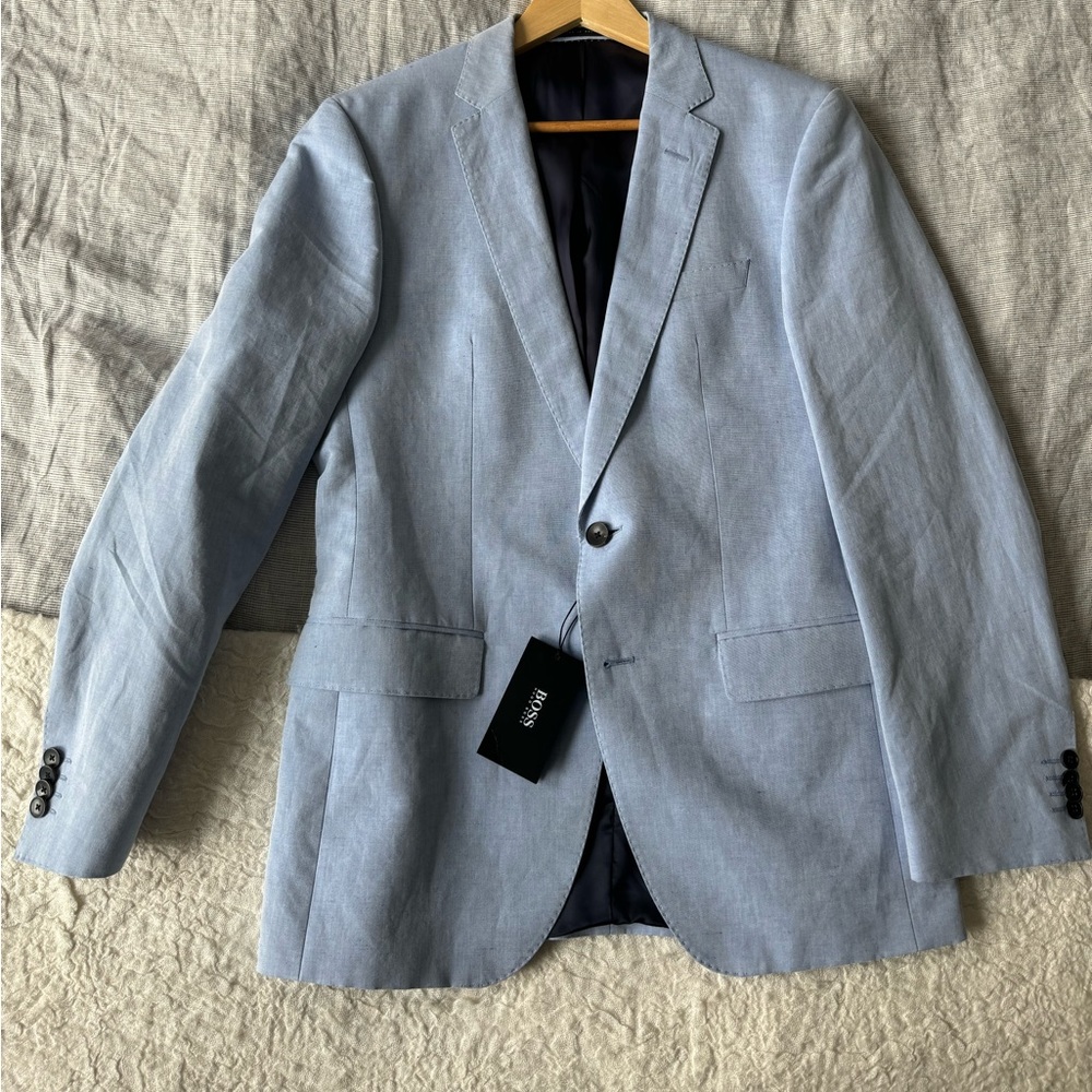 Hugo Boss Sky blue linen cotton blazer